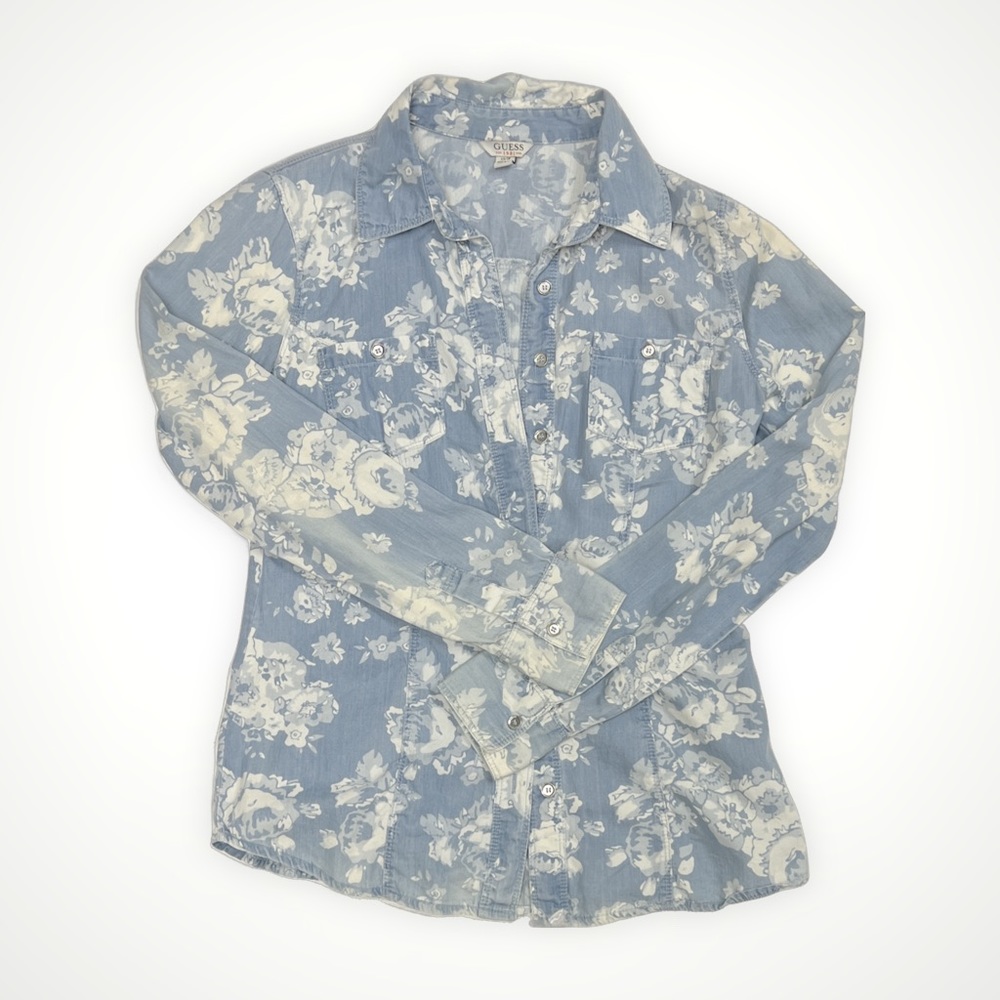 Floral Denim Button Up GUESS Top